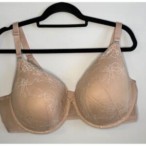 Cacique 46DD Lightly Lined Demi Lace Bra Beige Full‎ Coverage Comfort Fast Ship